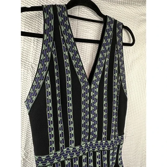 green emerald velvet dress Missoni Blue Red Graphic Fit Flare Knit Sleeveless Dress